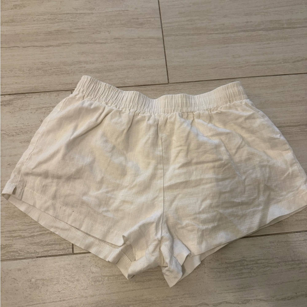 Princess Polly Cream Linen Shorts 4